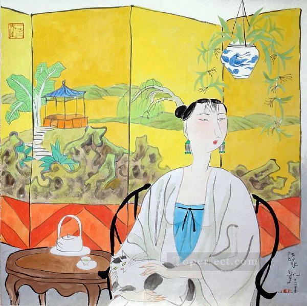 Hu yongkai Chinese lady 8 Oil Paintings